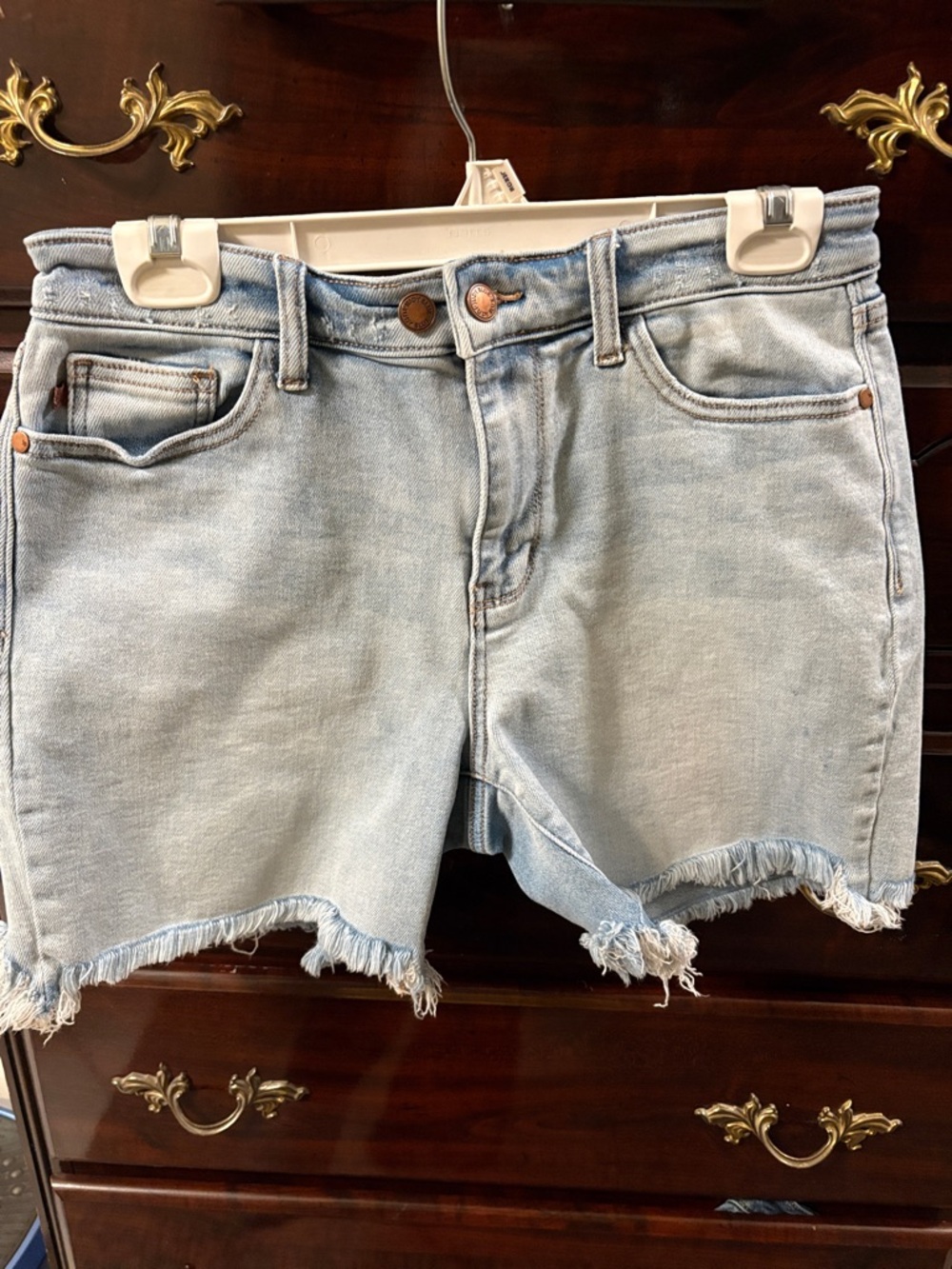 Judy Blue Light Wash Frayed Hem Denim Shorts